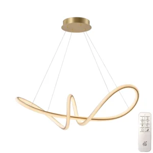 Κρεμαστό φωτιστικό LED 54W CCT dimmable με χρυσό σώμα & χειριστήριο