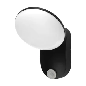LED απλίκα 12W 3000K θερμό λευκό με μαύρο σώμα και ανιχνευτή κίνησης IP54