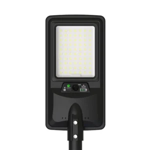 Ηλιακό φωτιστικό δρόμου LED 12W IP65 6000K ψυχρό λευκό με μαύρο σώμα, ανιχνευτή PIR & χειριστήριο