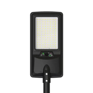Ηλιακό φωτιστικό δρόμου LED 18W IP65 6000K ψυχρό λευκό με μαύρο σώμα, ανιχνευτή PIR & χειριστήριο