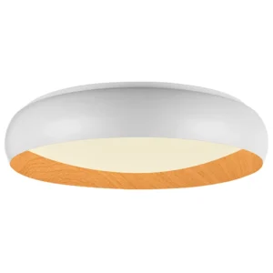 LED πλαφονιέρα 36W στρογγυλή με λευκό/ξύλο σώμα CCT με διακόπτη