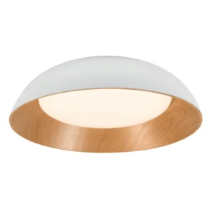 LED πλαφονιέρα 24W στρογγυλή με λευκό/ξύλο σώμα CCT με διακόπτη