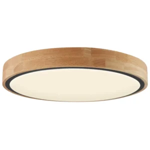 LED πλαφονιέρα 60W στρογγυλή με μαύρο/ξύλο σώμα CCT με χειριστήριο dimmable