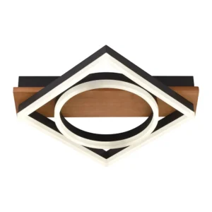 Φωτιστικό οροφής LED 44W CCT με μαύρο/ξύλο σώμα & χειριστήριο dimmable