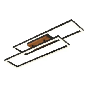Φωτιστικό οροφής LED 86W CCT με μαύρο/ξύλο σώμα & χειριστήριο dimmable