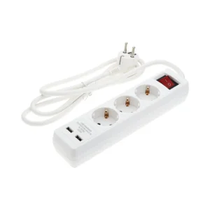 Πολύμπριζο σούκο 3 εξόδων & 2xUSB-A με 1.5 μέτρο καλώδιο διατομής 3G1.5 με διακόπτη