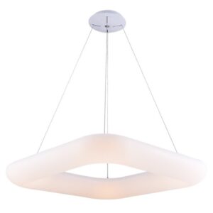 Κρεμαστό φωτιστικό οροφής LED 50W θερμό λευκό 3000K με λευκό σώμα τετράγωνο