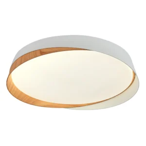 LED πλαφονιέρα 36W στρογγυλή με λευκό/ξύλο σώμα CCT με χειριστήριο dimmable