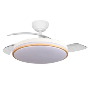 Ανεμιστήρας οροφής 30W CCT με σώμα λευκό/ξύλο και χειριστήριο dimmable
