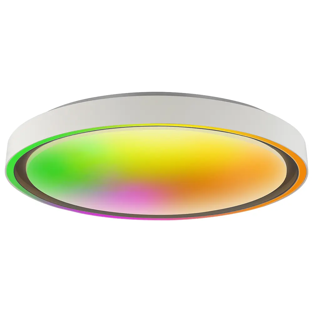 LED πλαφονιέρα 40W CCT + 10W RGB στρογγυλή με λευκό σώμα & χειριστήριο dimmable