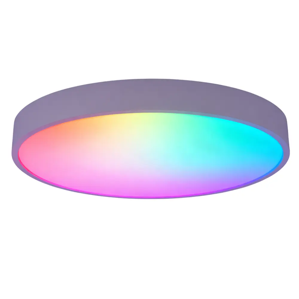 LED πλαφονιέρα 40W CCT + 10W RGB στρογγυλή με λευκό σώμα & χειριστήριο dimmable