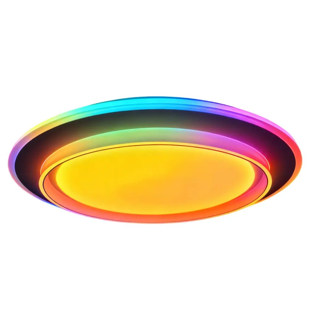 LED πλαφονιέρα 40W CCT + 10W RGB στρογγυλή με μαύρο σώμα & χειριστήριο dimmable