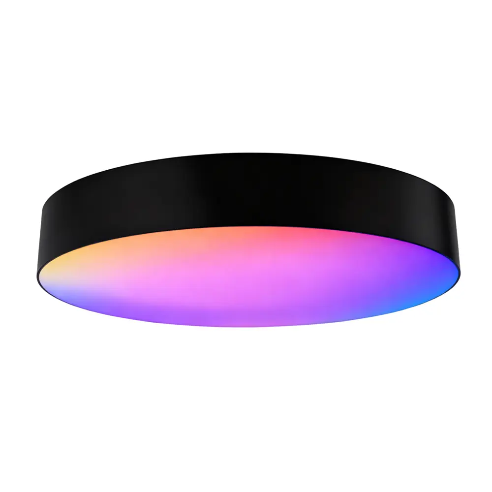 LED πλαφονιέρα 40W CCT + 10W RGB στρογγυλή με μαύρο σώμα & χειριστήριο dimmable