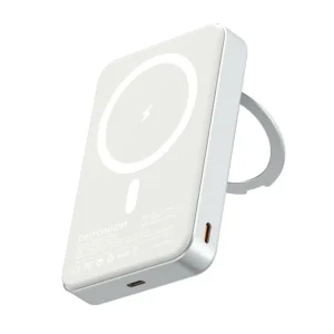 Power bank 10000mAh ασύρματης φόρτισης με δύο θύρες type C ασημί σώμα